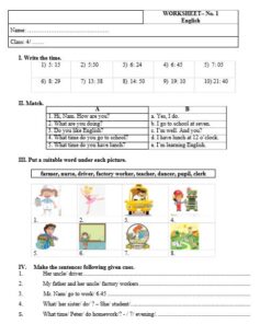 40 Phiếu Bài Tập Tiếng Anh Lớp 4