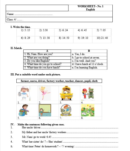 40 Phiếu Bài Tập Tiếng Anh Lớp 4 (PDF) 40 Phiếu Bài Tập Tiếng Anh Lớp 4