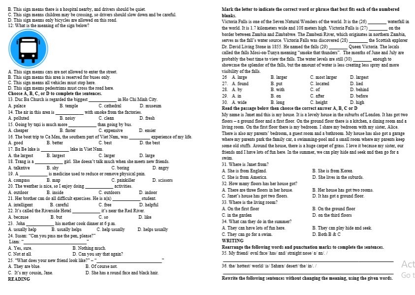 Bộ đề ôn thi Học kì 1 – Tiếng Anh lớp 6 (Global Success)
